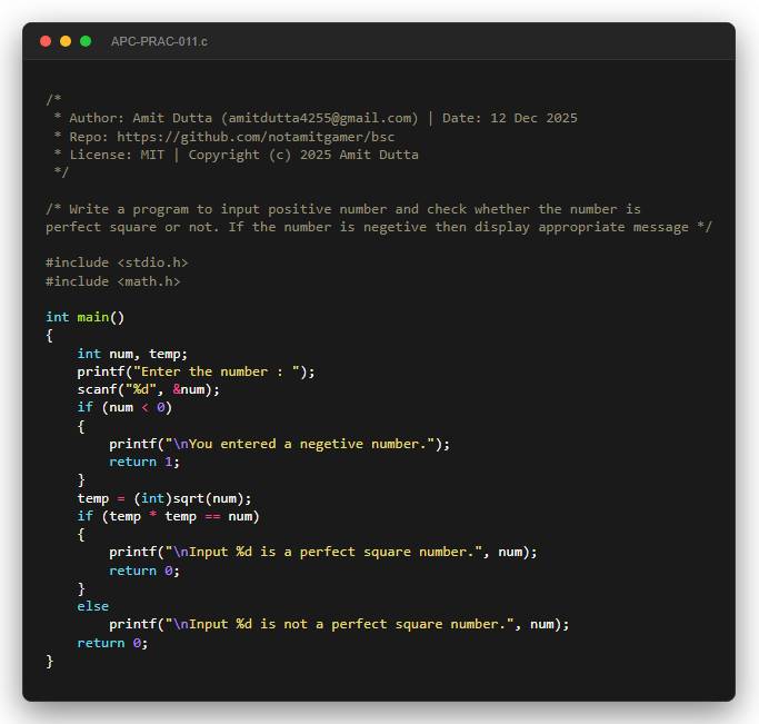 Write a program to input positive number and check whether the number is perfect square or not. If the number is negetive then display appropriate message